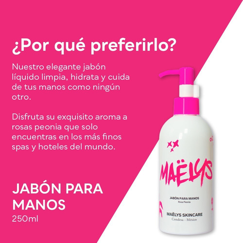 Handwash Rose Peony 250ml, Maëlys Skincare, Made In U S A