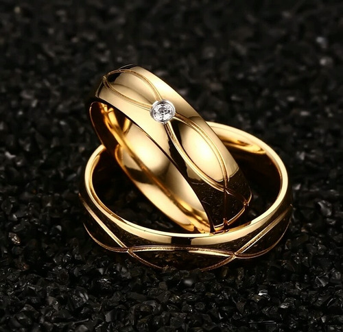 Anillo De Matrimonio Oro 18k Swarovski Boda Alianzas 