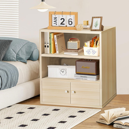 Librero Moderno Madera Roble Blanco Organizer Repisas 60cm Roble