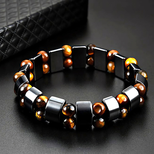 Pulsera Ojo De Tigre Hematita Cuarzo Natural Proteccion