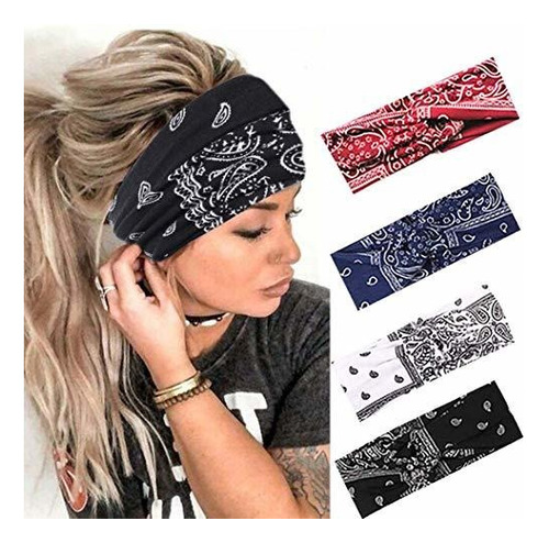 Diademas - Urieo Boho Wide Headbands Black Yoga Stretchy Ha