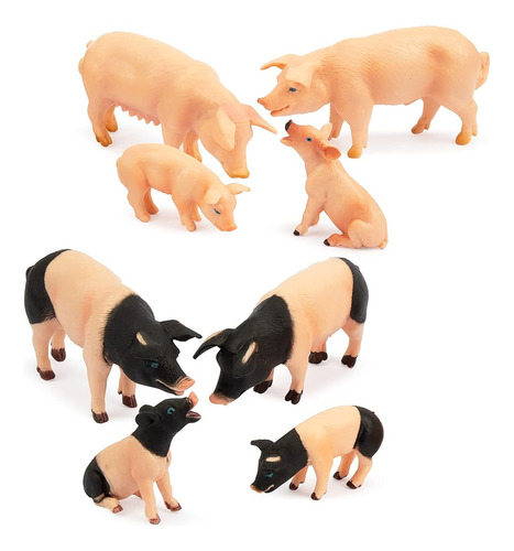 ~? Toymany 8pcs Pig Figures Farm Animals Toy Figures, Plasti