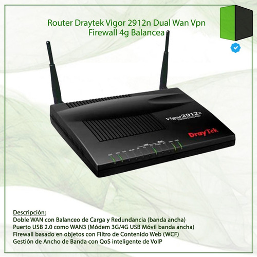 Router Draytek Vigor 2912n Dual Wan Vpn Firewall 4g Balancea