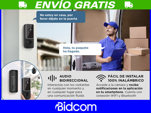 Timbre Con Cámara Gadnic Audio Bidireccional + Bluetooth