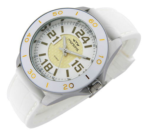 Reloj Montreal Mujer Ml1218 Malla De Silicona Aro Giratorio