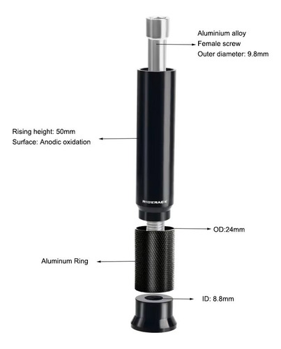 Extensor De Tubo Dirección 5-45 Mm Riderace Bicicleta Negro 5-45 Mm 12.5 Cm