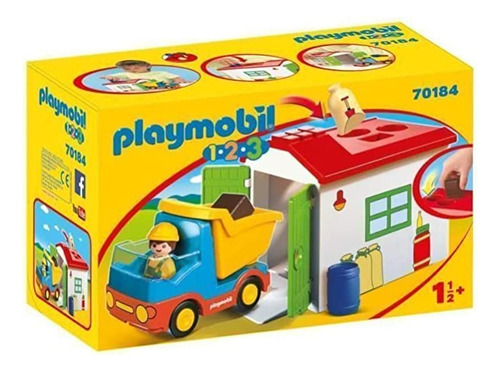 Playmobil 1.2.3 Construction Truck With Garage