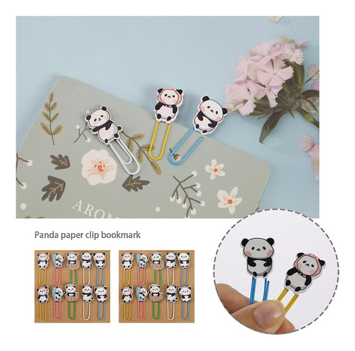 Micro Traders 40pcs Cute Panda Paperclips Bookmarks Metal Pl