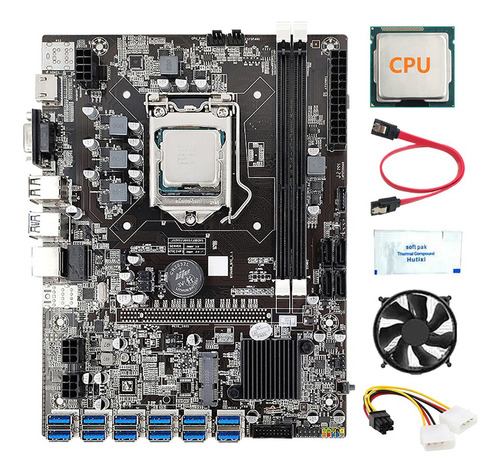 Placa Base De Minería B75 De 12 Gpu+cpu+ventilador+grasa Tér