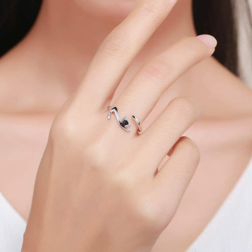 Nuevo S925 Plata De Gato Diseño Anillos For Mujere Madre
