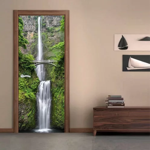 Vinilos Para Puertas Cascada De Fantasía Paisaje Llano Vinilos Decorativos  Para Puerta Pared Autoadhesivo Impermeable Pegatina De Pared 77X200Cm