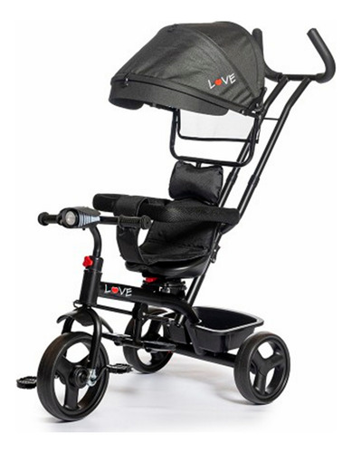 Triciclo Giro 360° Love 044 Luz Y Sonido Con Capota Negro