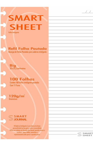 Refil Caderno Inteligente Discos 120g 100 Fls Pautado Grande