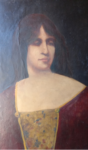 Antiguo Retrato Figura De Mujer Oleo Anonimo