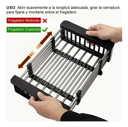 Escurridor De Platos De Acero Inoxidable Telescópico