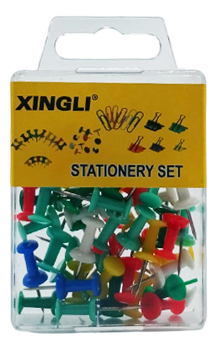 200 Tachuelas Pascua Plastico Push Colores Escuela Oficina