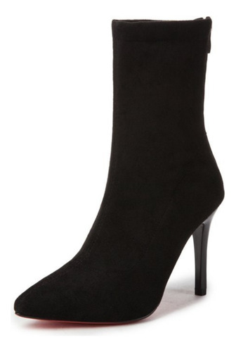 Bota De Tacón Alto Mujer Moda Elegante Cómodo Con Cremallera