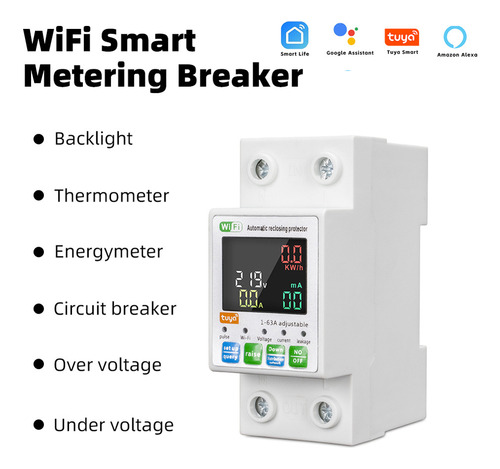 Disyuntor, Control Lcd, Pantalla Wifi, Compatible Con Tuya