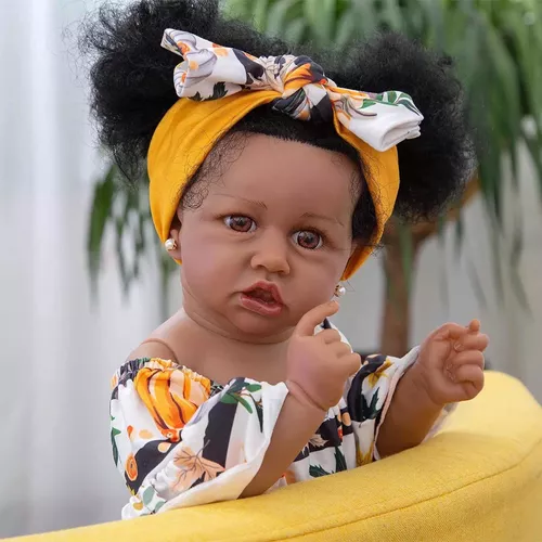 Boneca Bebê Reborn Original Negra Morena Realista Toda Silicone vestido  pode dar banho Pronta Entrega estamos no Brasil enviamos em 24 Horas uteis