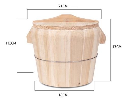 Cubo De Arroz Humeante De Madera, Recipiente Diámetro 21cm