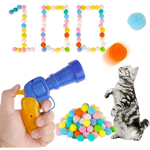 Hlzds Cat Toy Balls, 100pcs 1.2inch Cat Pompom Ball Y 1 Cat