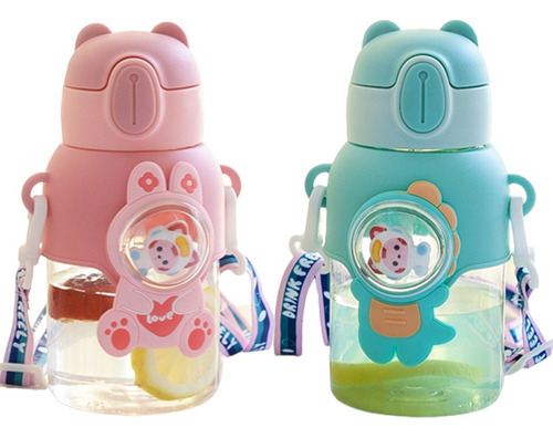 Botella Infantil Antiderrame Con Sorbito + Accesorios 600ml