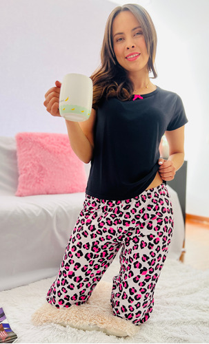 Pijama Pantalón Sencillo Con Camiseta Para Mujer