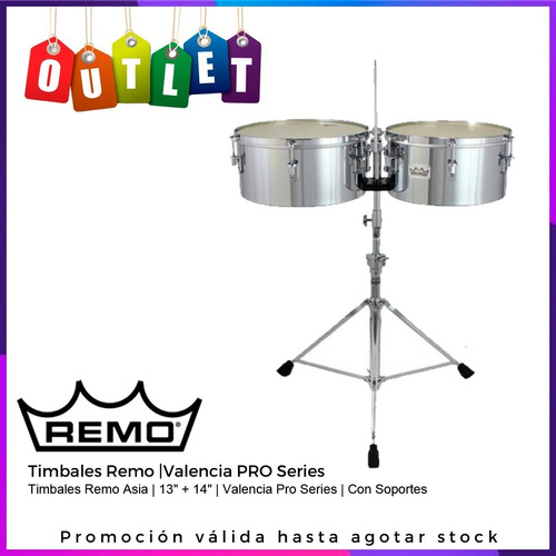 Timbales Remo Valencia Pros Series Tb-1314-vc Outlet Tm