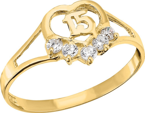 Imagen 2 de 2 de Anillo De Oro 10k Xv Años - 308