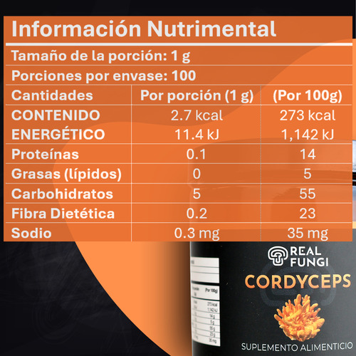 Cordicepina Cordyceps Militaris Extracto En Polvo 100gr Natural