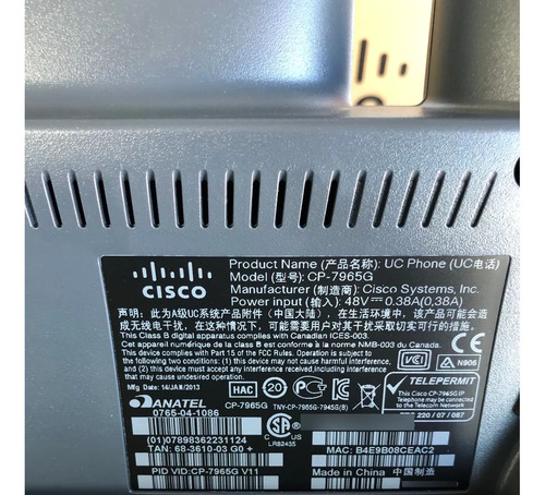 Telefone Ip Cisco 7965g-tela Colorida (Recondicionado)