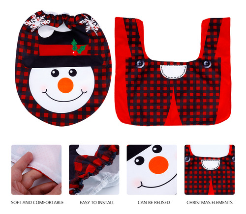 1 Set Of Christmas Pattern Toilet Mat Toilet Seat Lid Cover
