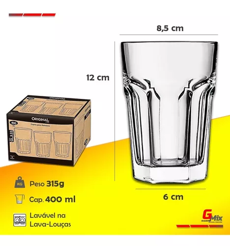 Jogo 6 Copo Vidro 320ml Bilagio Cerveja Drink Suco Premium - Grande Mix  Nacionais e Importados