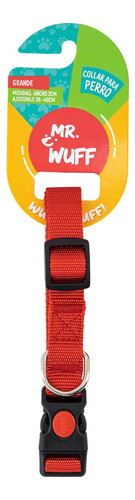 Collar Para Perros Gatos Mascotas Ajustable Mr Wuff Color Rojo Broche Tamaño del collar L