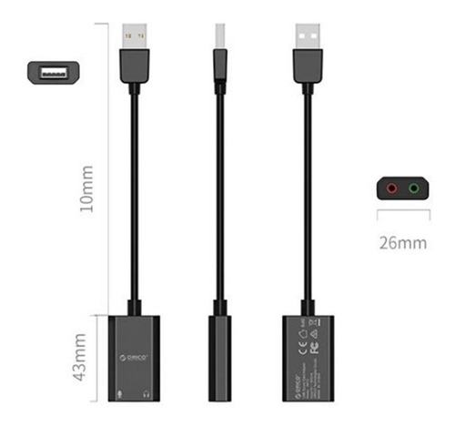 Imagem 2 de 2 de Adaptador Usb X Audio Fone Microfone Usb2.0 Orico Skt2