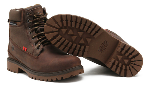 Botas Andrea Men Cafe Hombre Casual Piel Impermeable Comodas