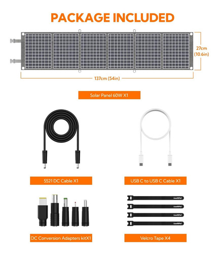 Panel Solar Portátil, Lumopal 60w Panel Solar Plegable Solar