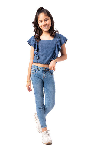 Pantalon Cargo Denim Stretch Pionier Sophia Niña