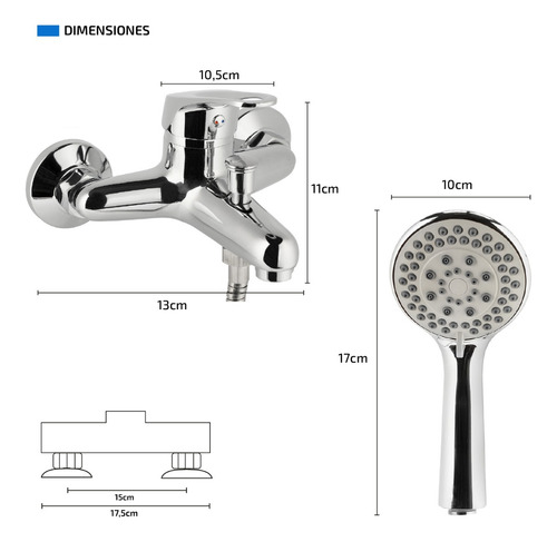 Imagen 3 de 8 de Flor Ducha Monocomando Duchador De Mano Griferia Baño