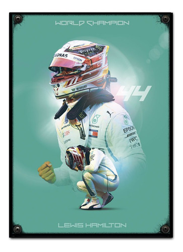 #664 - Cuadro Decorativo Vintage - Lewis Hamilton F1 Carrera