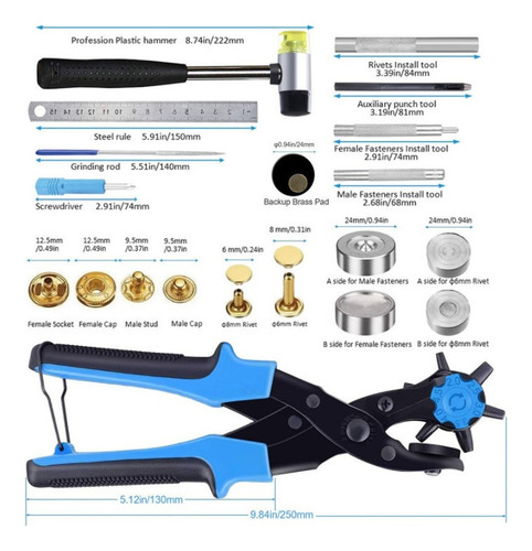 Kit De Herramientas De Botones De Remache Perforado De Cuero