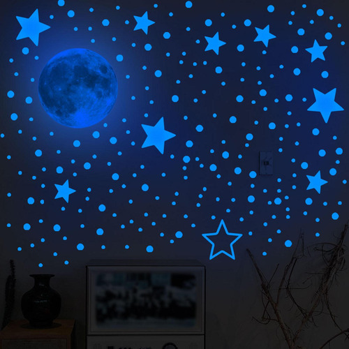 5 Pegatinas De Estrellas Y Con Puntos Que Brillan En La