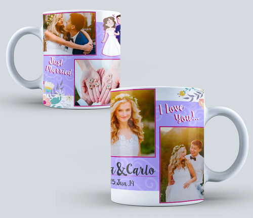 15 Plantillas Tazas Amor Collage Editables Psd Y Png
