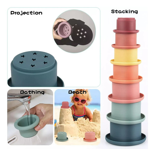 Para Juguete Educativo Montessori Con Taza Apilable De