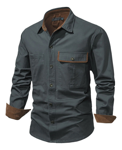 Camisa Militar Tipo Cargo Para Hombre, De Algodón Militar, L