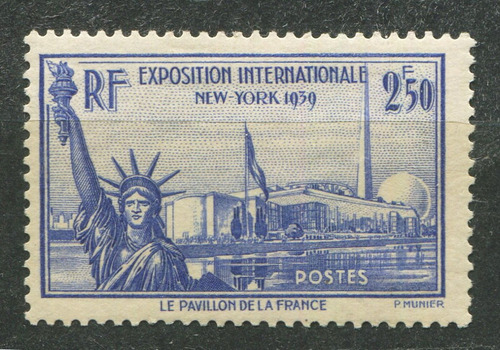 Francia Sello Yvert 458 Mh Exposition De New York 1940