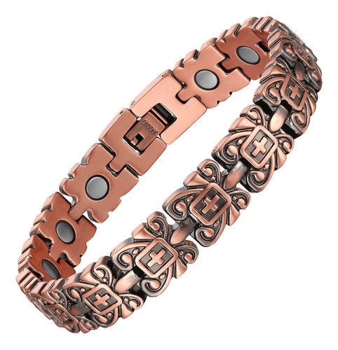 Pulsera Cruzada De Cobre Puro Brazalete Magnético Para Hombr