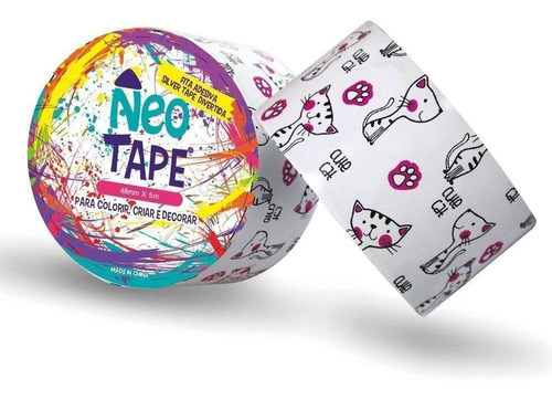 Fita Adesiva Silver Tape Divertida Para Colorir 4,8x5m - Cat