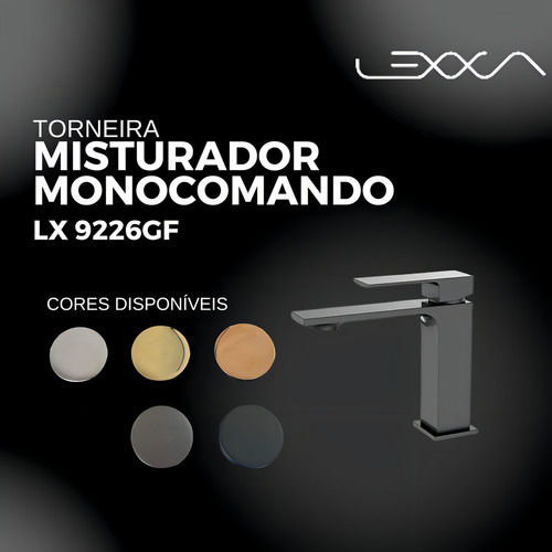 Lx2296gf - Torneira Lavatorio Monocomando Lexxa Grafite Acabamento Matte Cor Grafite