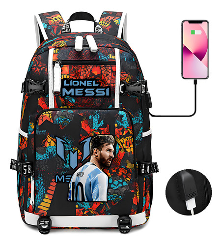 Mochila Escolar Transfronteriza Messi Luminosa, Mochila Neym Color 1 (1) Diseño De La Tela 15*30*47